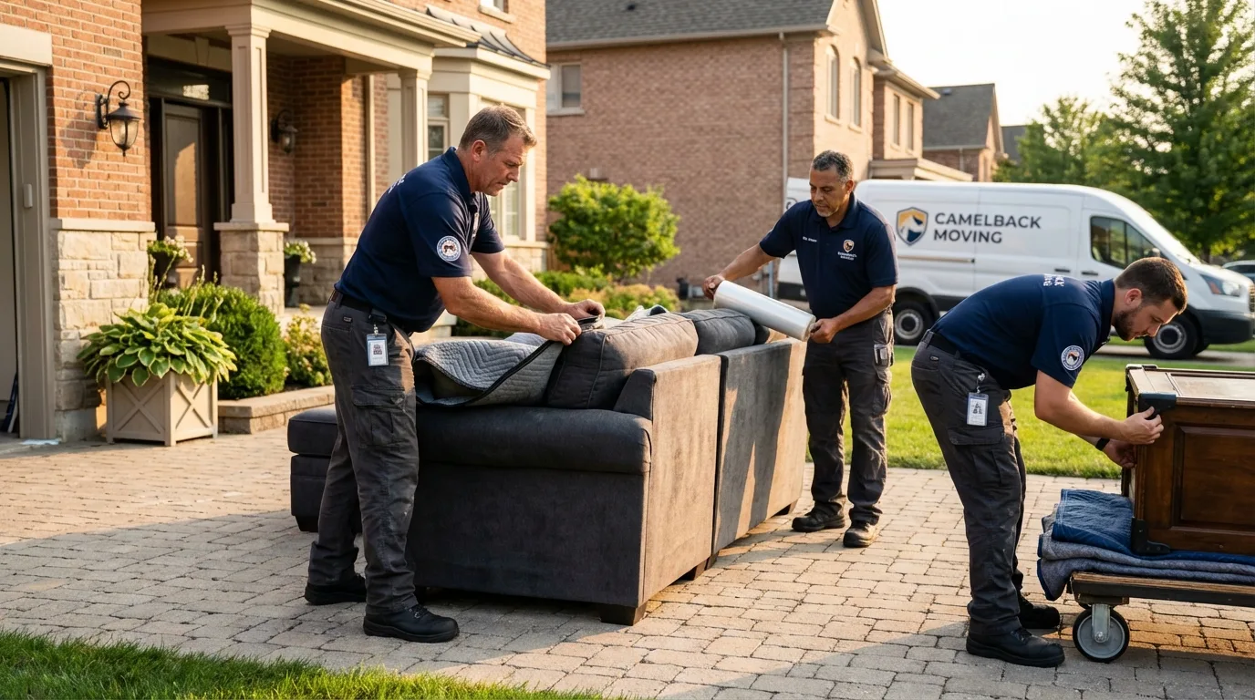 Large estate moving crew wrapping furniture in Readfield, ME
